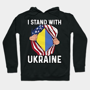 I Stand With Ukraine Two Hands Ripping Usa and Ukraine Hoodie